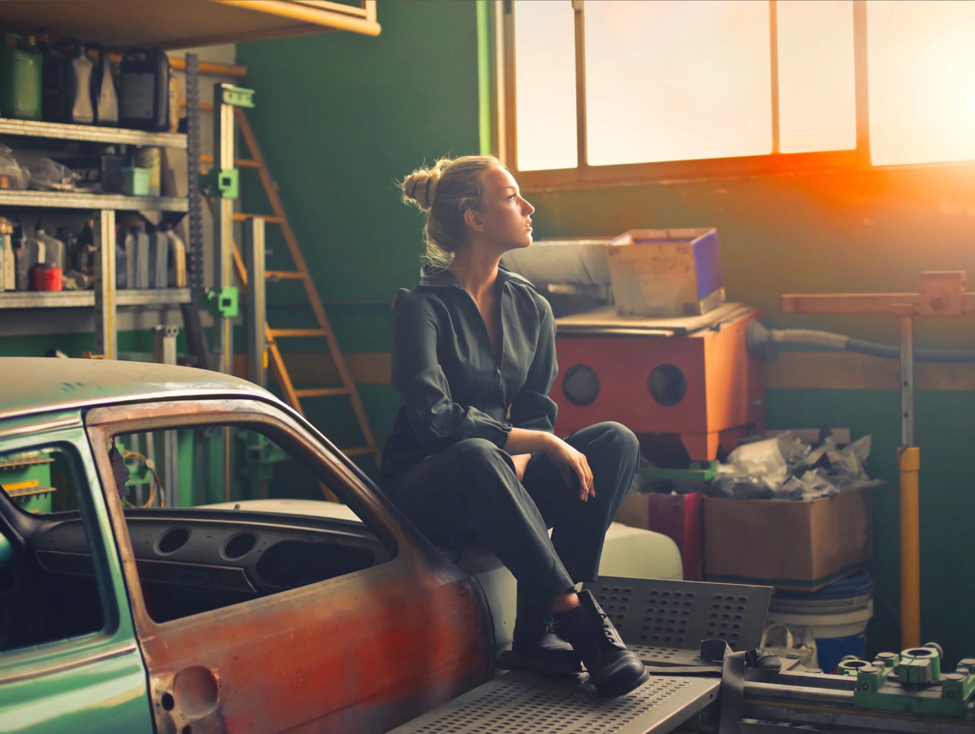 Trip To Iqaluit In Nunavut A Canadian Arctic City an woman in a garage