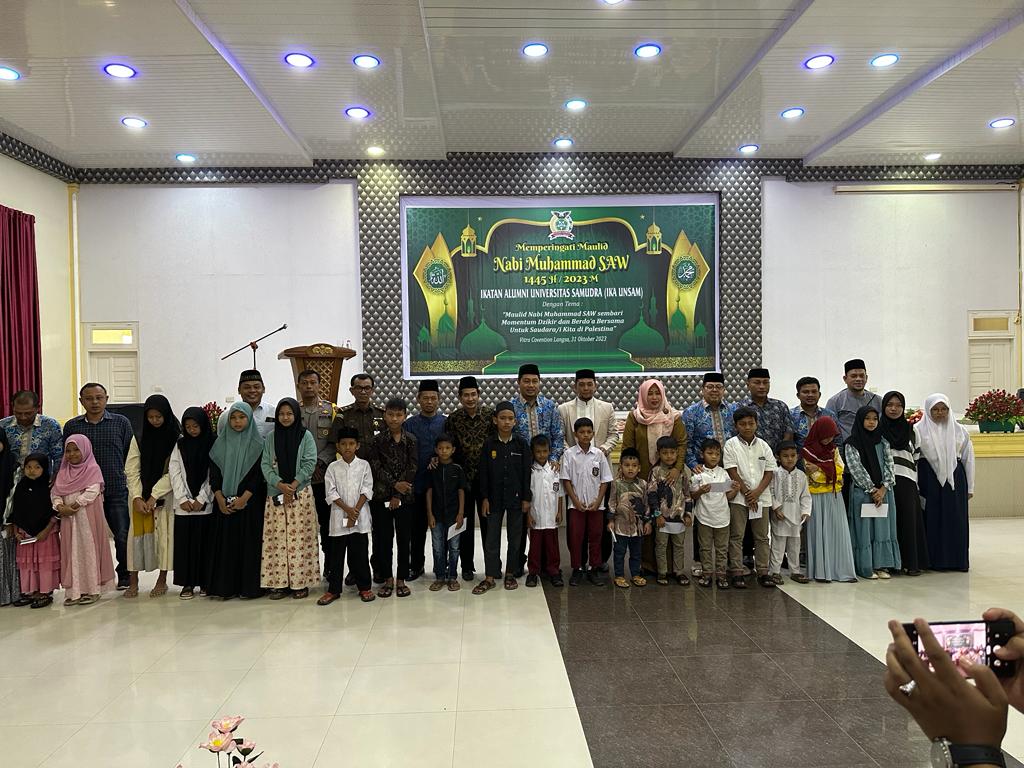 Peringati Maulid, IKA Unsam Beri Santunan Anak Yatim dan Doa Bersama Untuk Palestina.