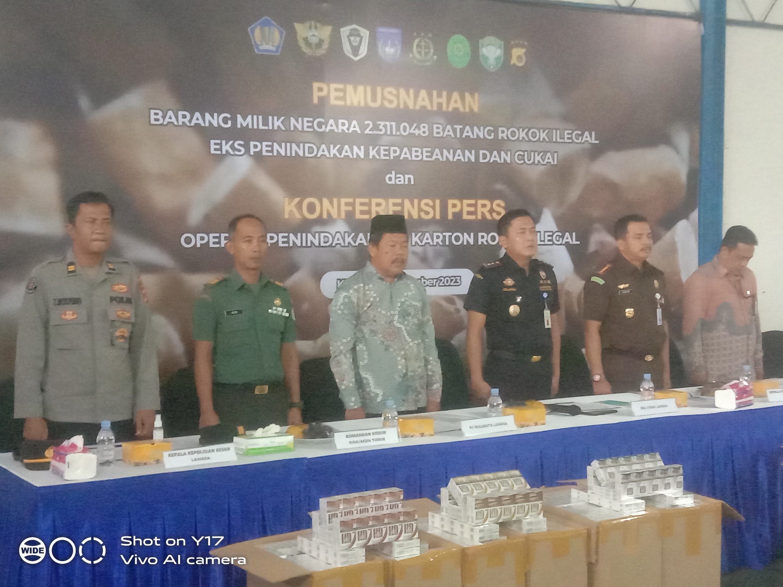 Bea Cukai Langsa Laksanakan Pemusnahan 2.311.048 Rokok Ilegal Dan Konferensi PERS penangkapan 180 Karton Rokok Ilegal
