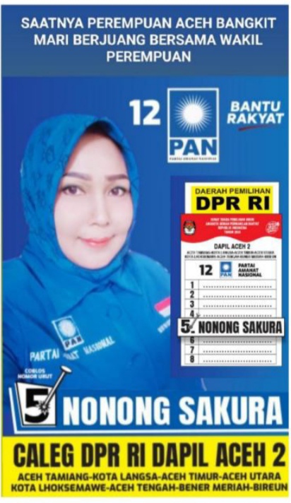 Salah Satu Putri Terbaik Kota Langsa Nonong Sakura Siap Menuju DPR RI Dapil Aceh II