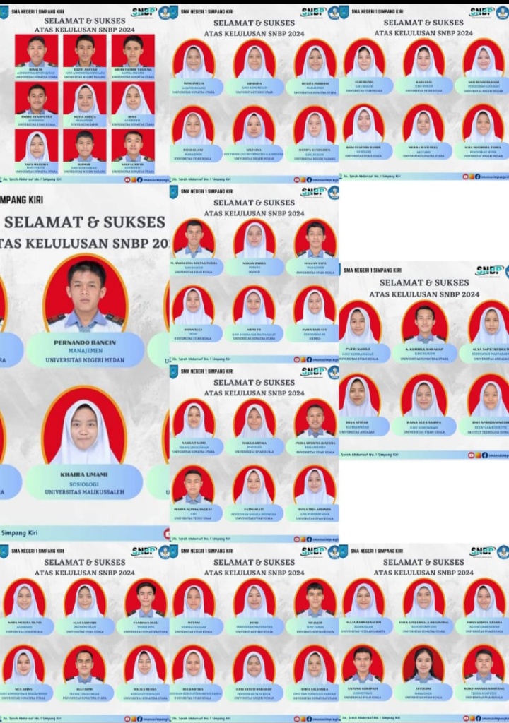63 Siswa SMA Negeri 1 Simpang Kiri Lolos Jalur SNBP (SELEKSI NASIONAL BERBASIS PRESTASI) Patut Diapresiasi