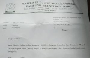 Datok penghulu tidak hadir dalam Undangan Rapat Ketua Persatuan Majelis Setikar Desa Seuneubok Baro