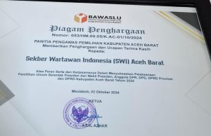 DPD SWI Aceh Barat: Terimakasih Atas Kepercayaan Dari Bawaslu