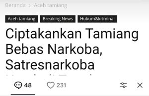 Warganet sosial media ingin Aceh Tamiang bersih dari narkoba .