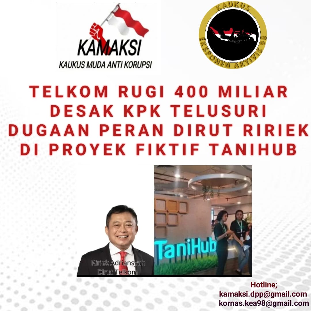 KPK Desak Telusuri Dugaan Korupsi Proyek Fiktif TaniHub, Telkom Rugi Rp400 Miliar