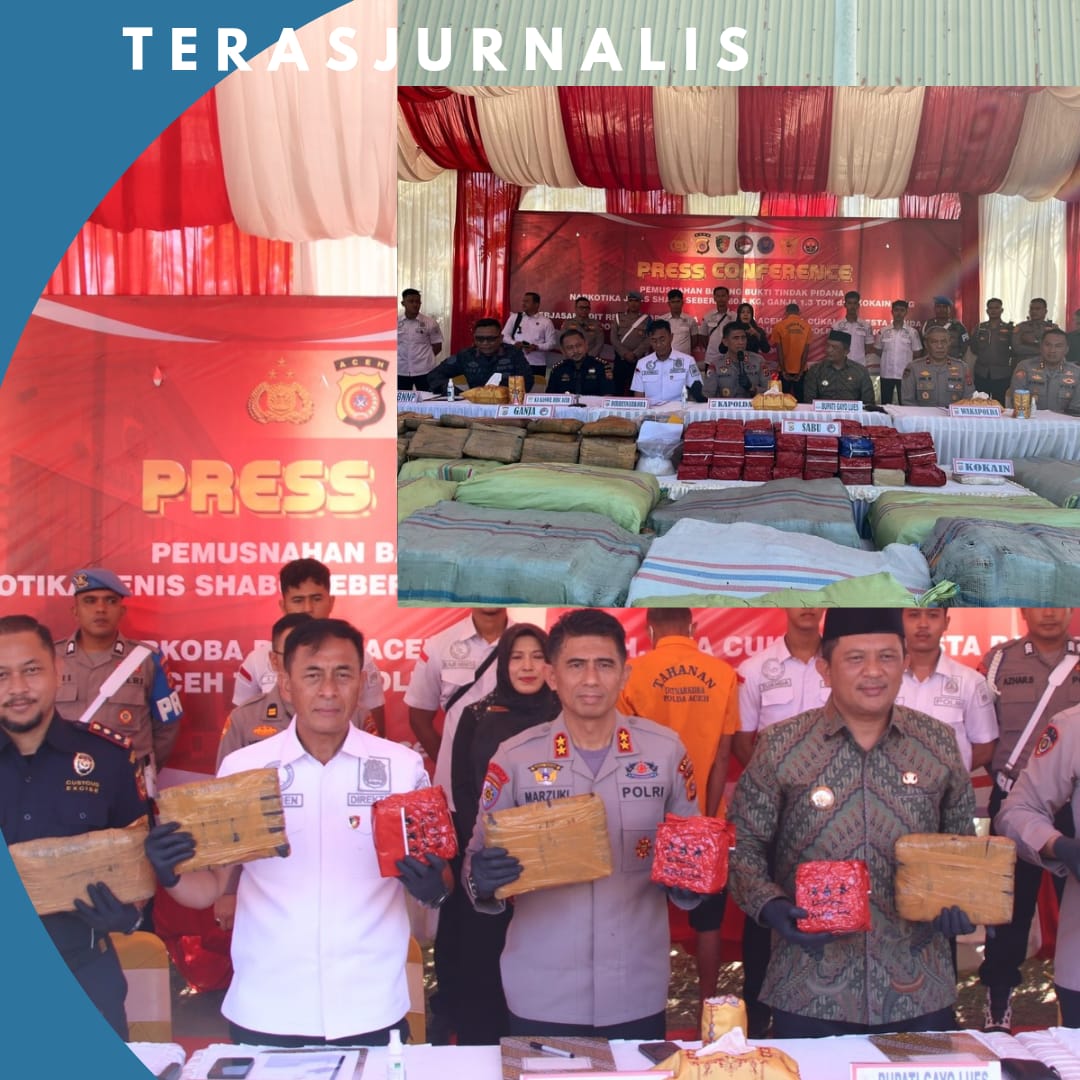 Polda Aceh Berhasil Gagalkan Peredaran 80,5 Kg Sabu, 1,3 Ton Ganja, dan 1 Kg Kokain