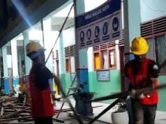 Progres Revitalisasi SDN 11 Banda Sakti Terus Meningkat, Pekerjaan Dilakukan Hingga Malam Hari